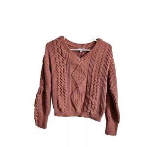 Fashionnova Mauve V-neck Eliana Fringe Sleeves Sweater small nwt